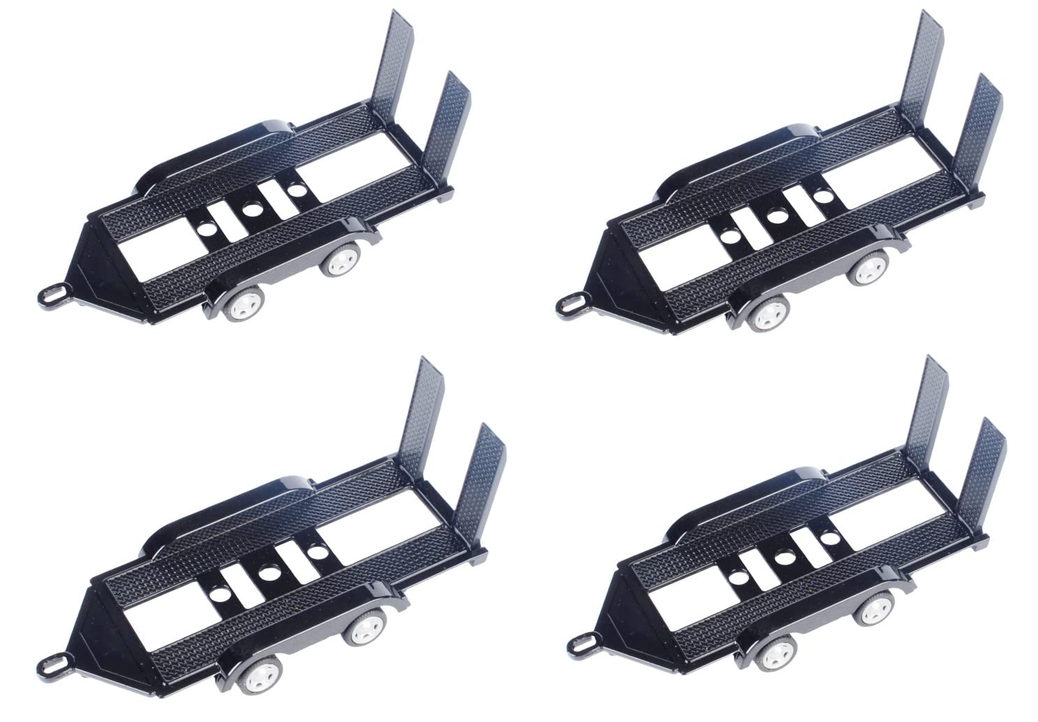 OPO 10 - Set of 4 1/43 trailers, flatbed, auto carrier for car transport with double axle, metal, Motormax - 76081 x4 - Image 2