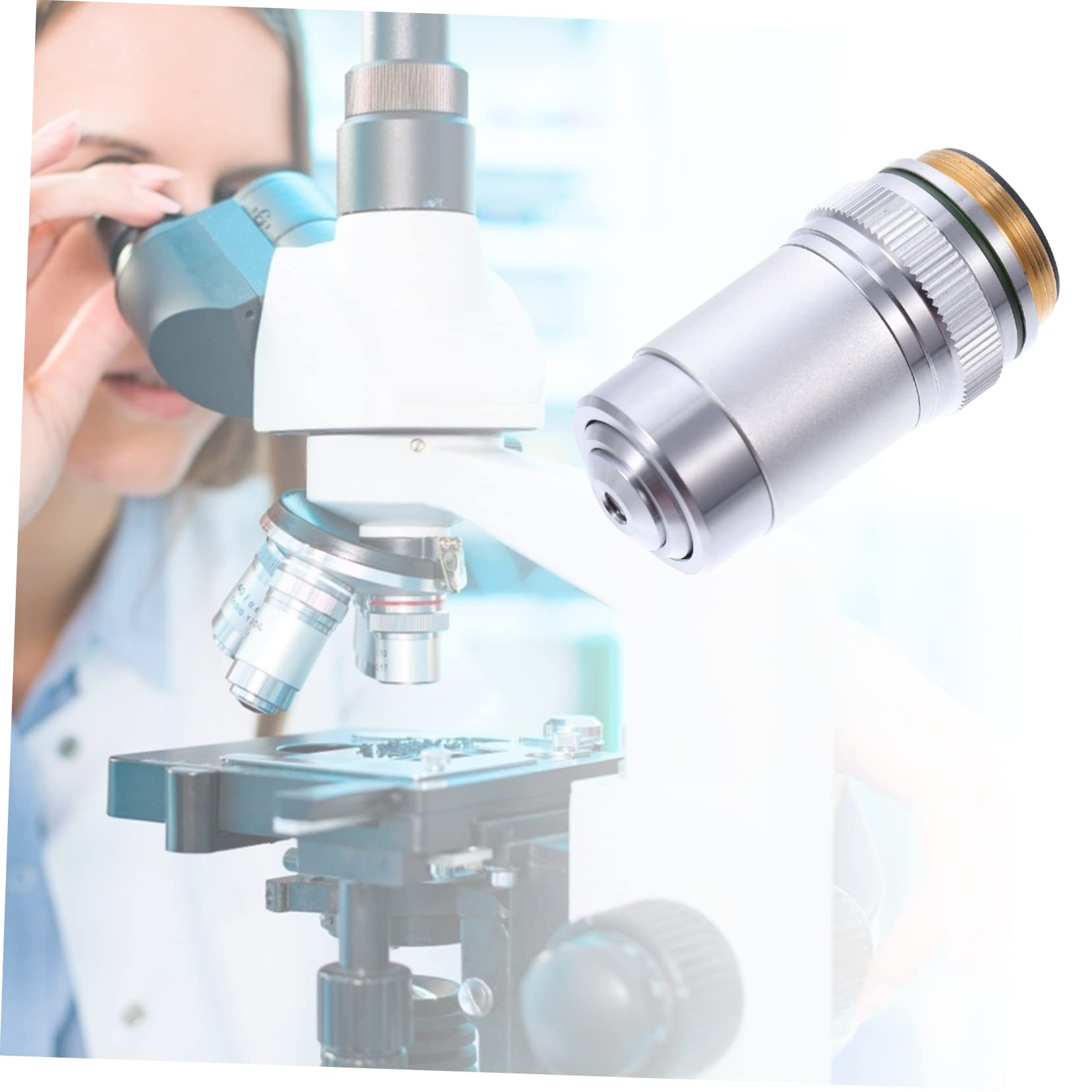 Lente Obiettivo Acromatica 20x in Acciaio per Microscopio Biologico | Montaggio Filettato Standard 20, 2mm, Vetro Coprioggetto 0, 17mm, Distanza di Lavoro 0, 55mm
