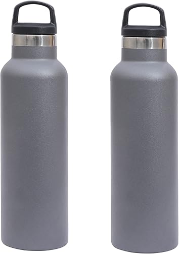 Botella de agua aislada de acero inoxidable con aislamiento al vacío de doble pared, botella de agua con tapa de asa