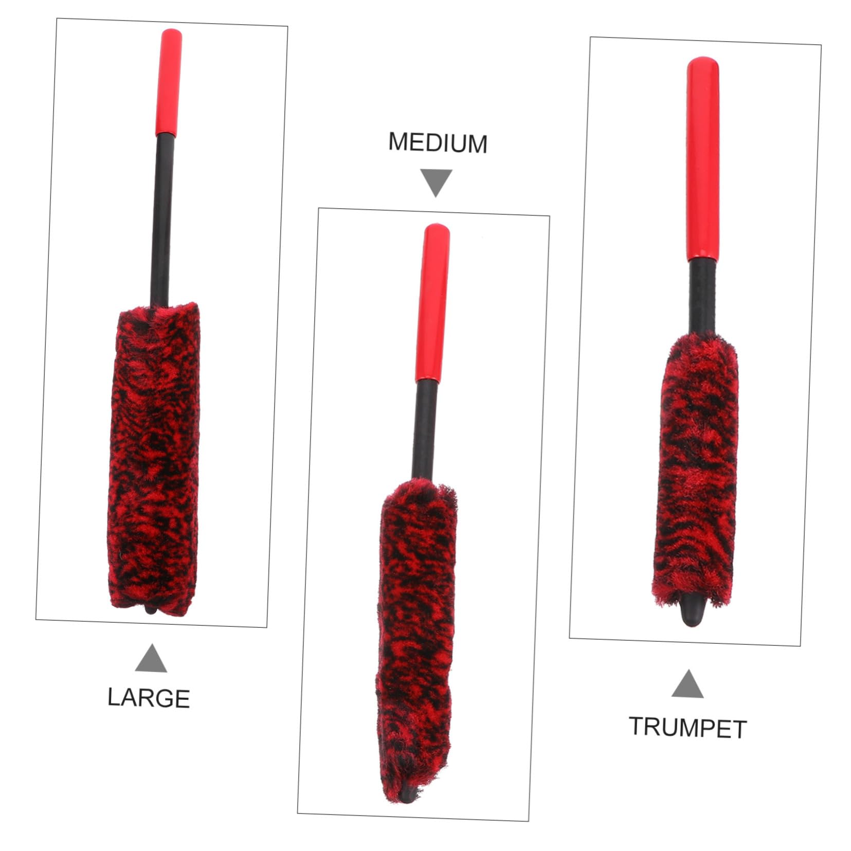 Ciieeo 3 Pezzi Spazzola per Pulizia Ruote in Microfibra Manico | Design Ergonomico, Riduce L'affaticamento, Set per Cerchi e Fessure Tre Misure Colore Casuale