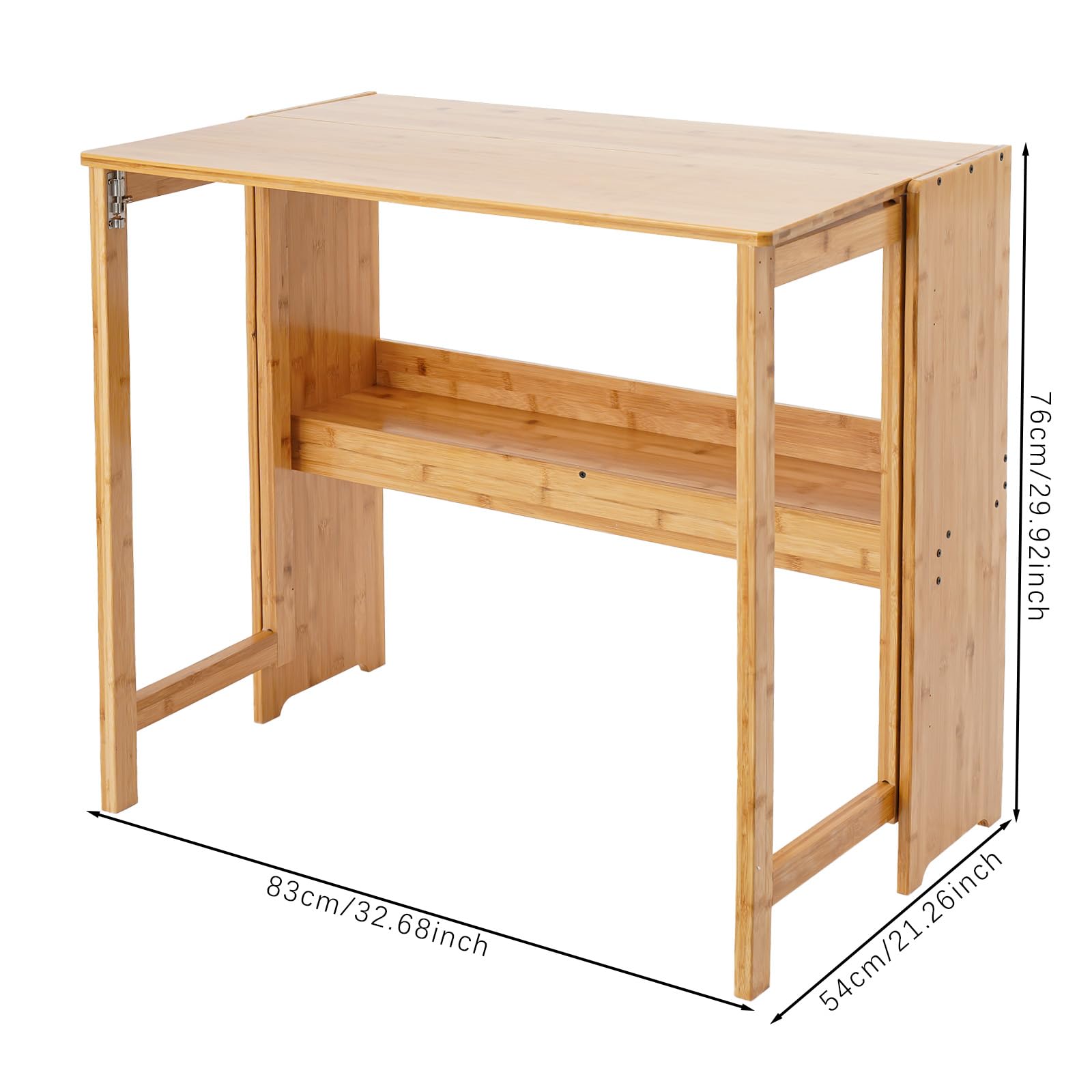Scrivania pieghevole 83 x 54 cm, segretario salvaspazio con libreria, per ufficio, soggiorno e camera da letto, colore legno