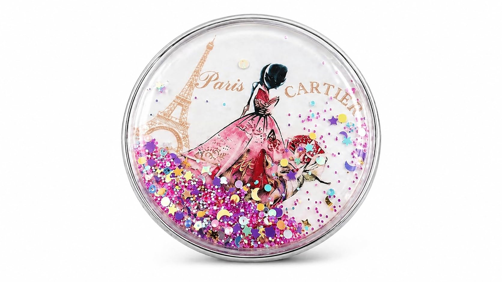 Compact Pocket Mirror, Purple Quicksand Double-Sided, 1x Normal and 5X Magnified View, Round, 7 cm, Portable Flip Makeup Mirror-image-29