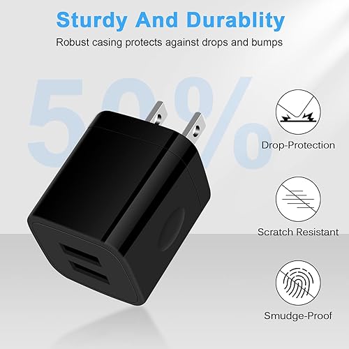 Miniatura 5 de Enchufe de pared USB compatible con iPhone 14 Pro Max1312SE118XS, Samsung Galaxy A14 5GS23S21 FEA13A23A03sA53S22+, cargador de pared USB doble,