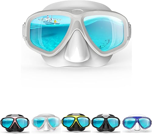 Miniatura 13 de COPOZZ Máscara de buceo juvenil, bajo volumen, sin empañamiento, esnórquel, buceo, gafas de buceo, máscara de vidrio templado, gafas de buceo sin