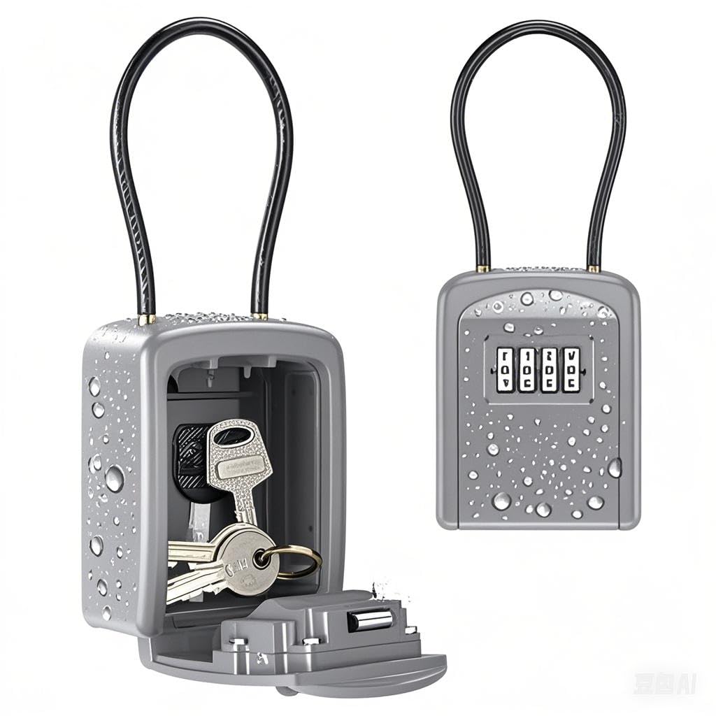 Cassetta Di Sicurezza Per Chiavi Con Codice A 4 Cifre - Impermeabile, Da Parete, Grigio - Foto 6
