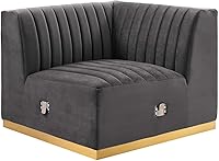Vista 43 de Modway Conjure - Sofá seccional tapizado de terciopelo de alto rendimiento, con canal, silla sin brazos en negro y gris