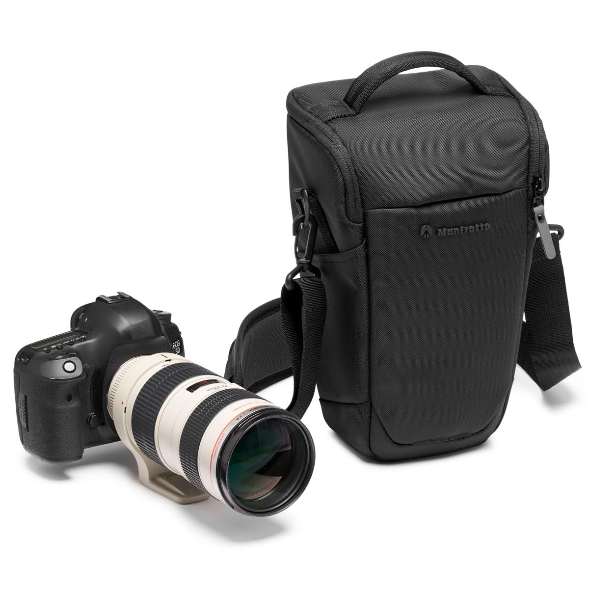 Manfrotto Advanced Holster L III, funda para cámara, bolsa DSLR con lente, bolsa para cámara con soporte para trípode y cubierta para lluvia, accesorios de fotografía