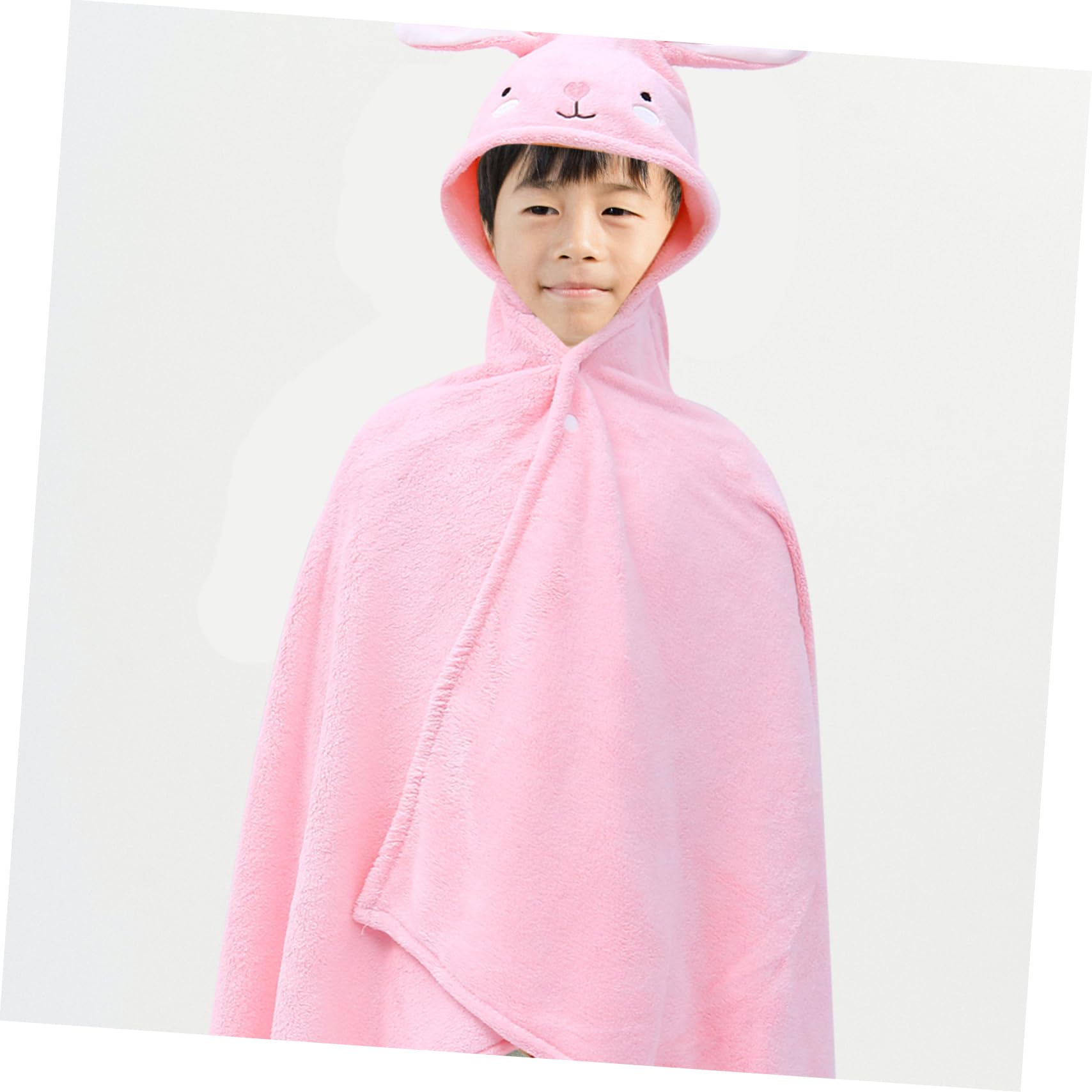 1 pièce Serviette de Bain à Capuche Cartoon pour Garçon Fille Peignoir Doux et Confortable Parfait pour Bain Modèle Lapin Rose