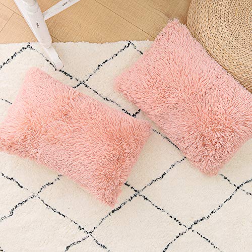 Image of Lumbar Faux Fur Throw Pillow Covers for Couch Decorative Pillows 12x20