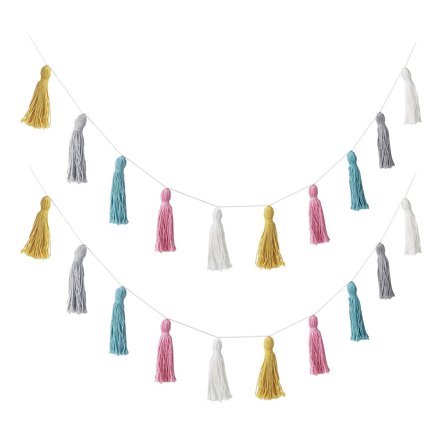 Bannière macramé Flexzion en lot de 2 guirlandes à pampilles style bohème pour chambre enfant