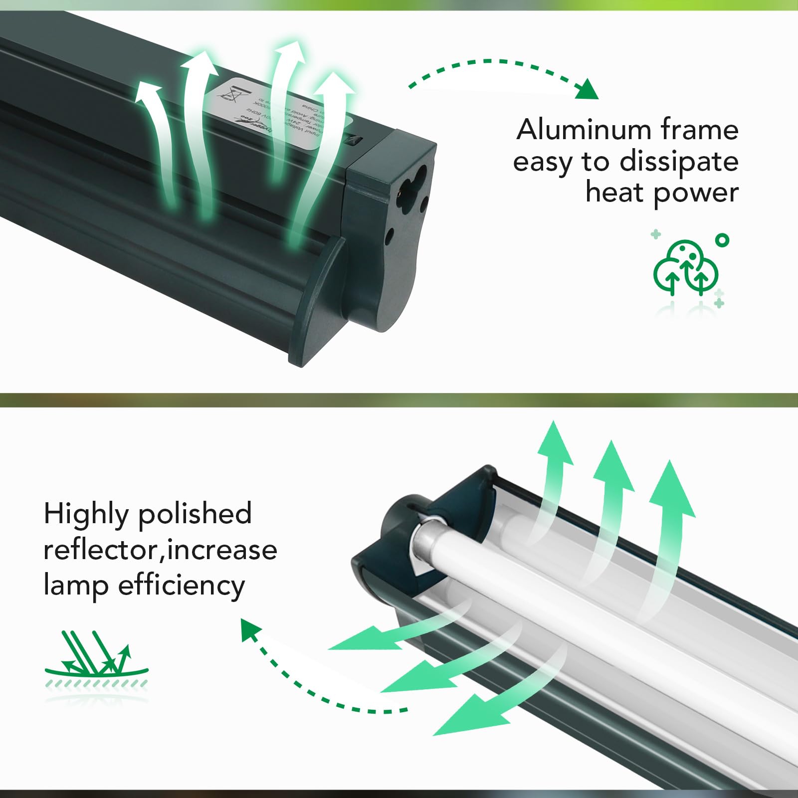 T5 Reptile Light Fixture Green Combo Kit 8W Light Fixture Reptile Terrarium Hood 10.0 UVB Light Bulb Fluorescent Tube Ideal for Tropical and Deserts Such as Bearded Dragon Lizards and Tortoises - image 6