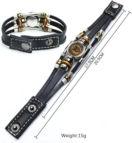 Miniatura 3 de Pulsera ucraniana, pulsera de Ucrania, joyería ucraniana, Tridente de Ucrania, pulseras de cuero con símbolo de cúpula de cristal, pulsera con botón