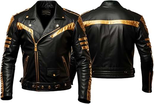 【関税&送料込】Golden  Black Leather Jacket Men's Leather Jacket, Made in USA, Black, Large (US, Alpha