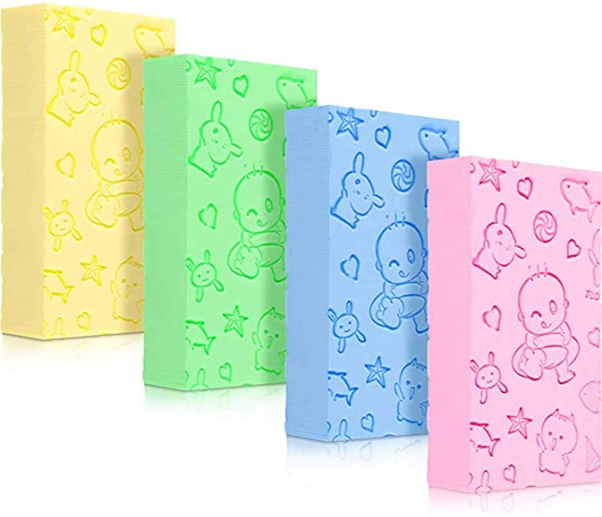 4 PCS Bath Sponge, Exfoliating Bath Sponges, Healthy Skin Care Sponges, Soft Skin Bath Sponge Brushes, Cute Cartoon Water Sponges, Bathroom Body Cleaning Products, for Children and Adults