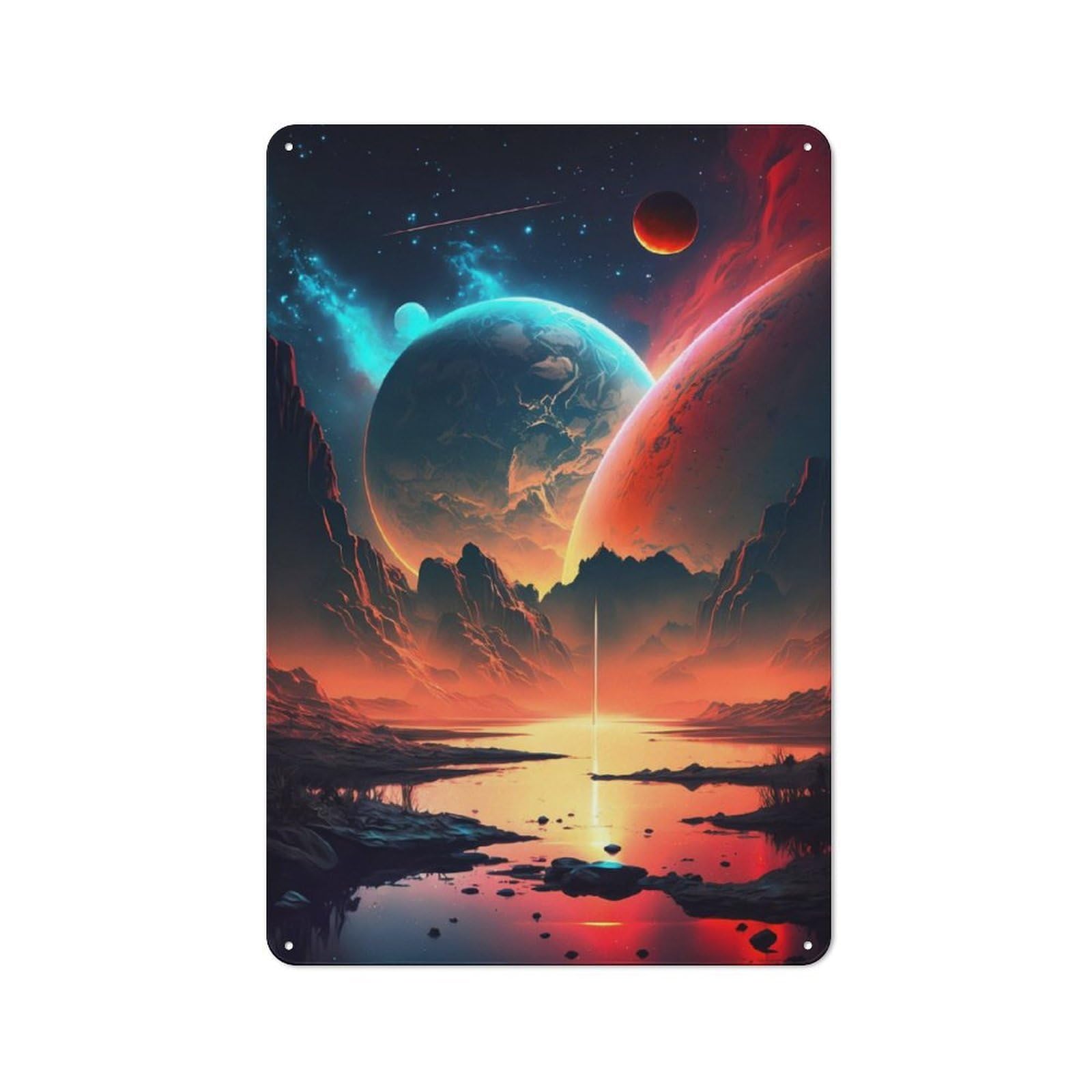 Junmoney Stellar Shores Fantasy Vintage Retro Metal Sign 30X20cm Featuring Garage Wall Decor For Garage, Workshop, Shed Or Utility Room