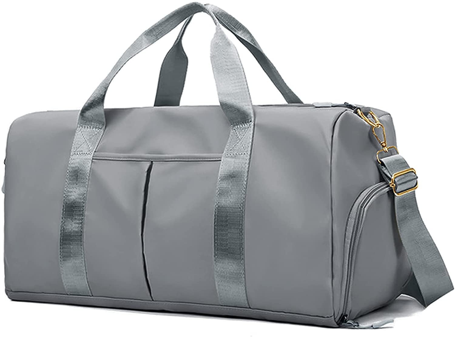 Sports Gym Bag Travel Duffel Bag Waterproof Weekender Overnight Tote Carry On Bag with Wet Pocket & Shoes Compartment for Men Women Lightweight Adjustable Strap (Grey)-image-21
