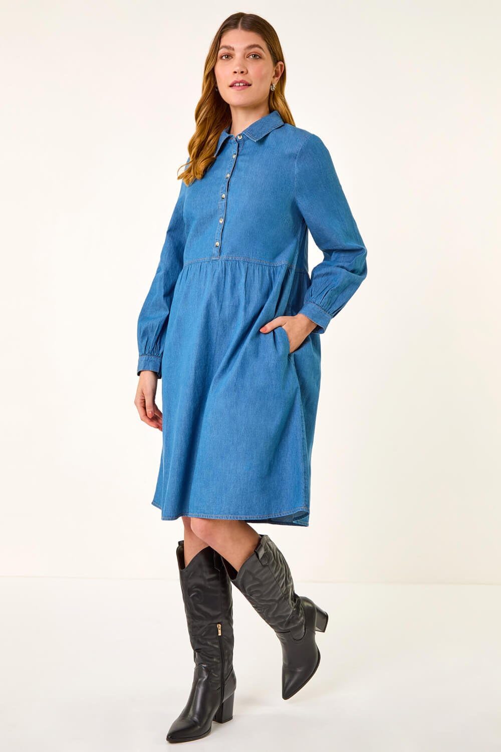 denim dress amazon uk Suncolour Women Short Sleeve Denim Dress Casual Elegant Pleated Denim Dress  Slim Fit Knee Length Denim Dresses : Amazon.co.uk: Fashion