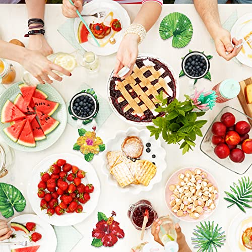 8 Pcs Diamond Art Coasters Green Leaves Diamond Painting Coasters Kits With Holder Floral Diy Diamond Art Coasters Diamond Painting Kits For Beginners, Adults, Kids, Diamond Art Crafts Supplies #TOP5