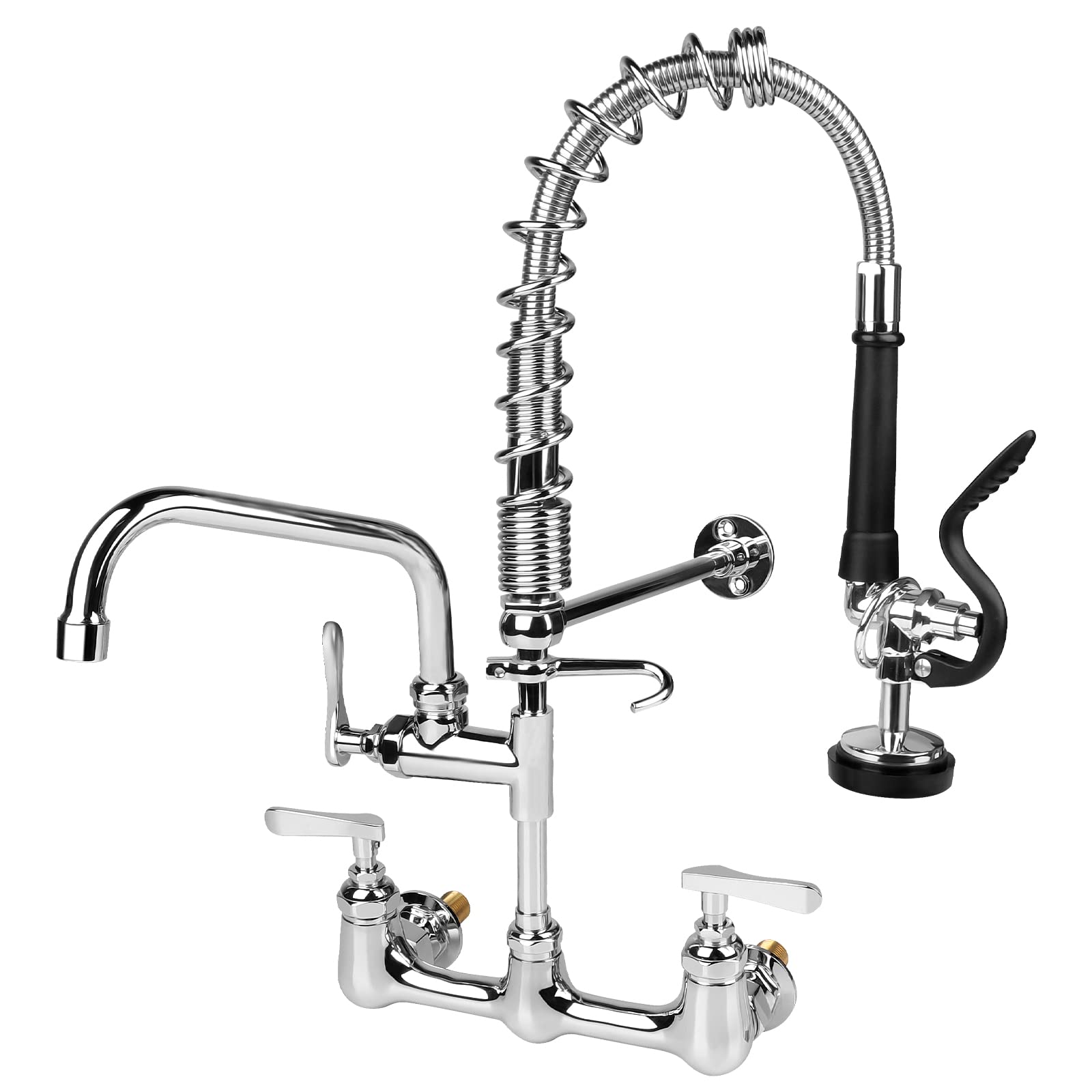 KANONEY Commercial Sink Faucet with Sprayer 21" Height Wall Mount