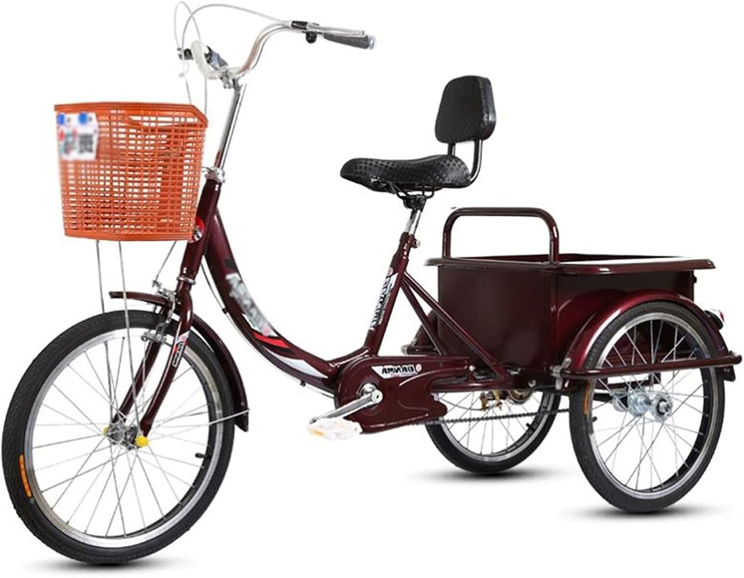 Adult Tricycle Bike, Adult Bicycle 20inch Adult Tricycle with Large Basket Three Wheel Cruiser Bike Heightened Backrest Comfort Bicycles for Seniors Women Men Pedal Cycling