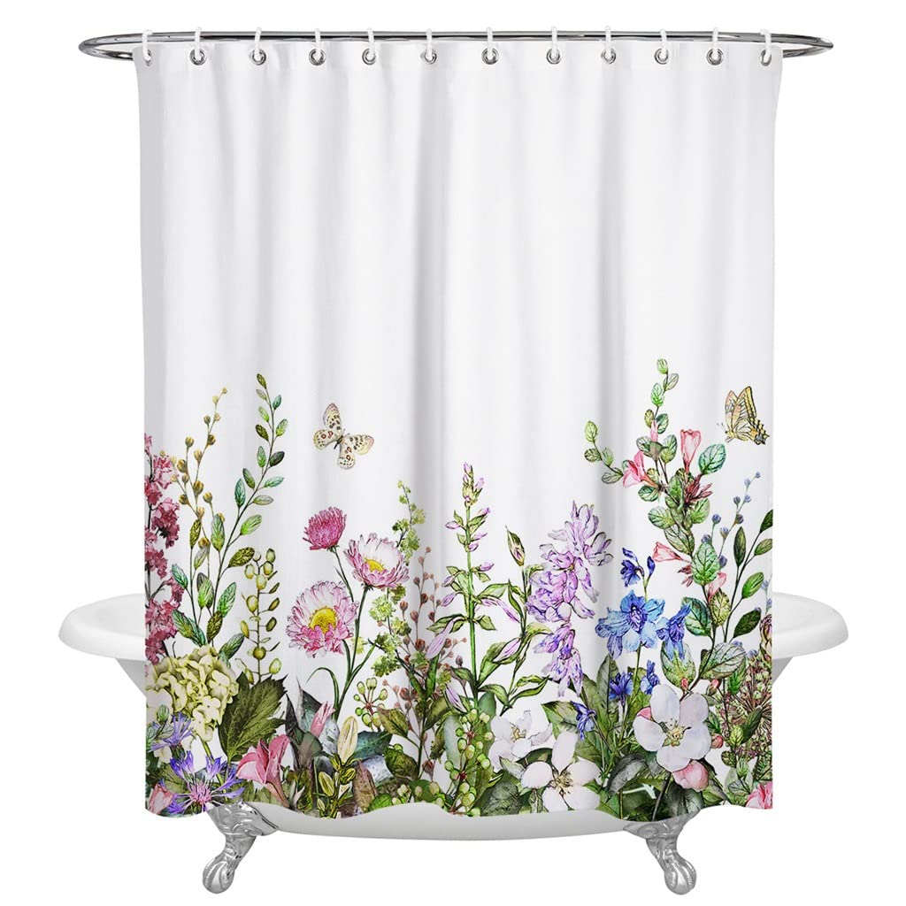 MOBYGKFY Vintage Watercolor Herb Shower Curtain Polyester Fabric Bathroom Home Bath with Hook
