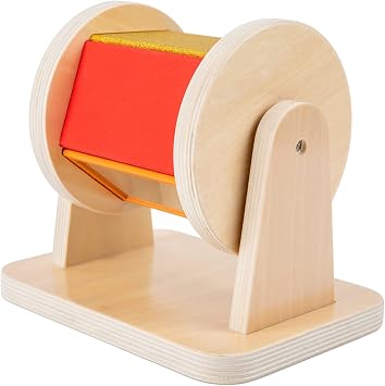 Adena Montessori Rainbow Spinning Drum, 6-12mo, Medium | Natural wood, non-toxic. Mirror + soft sounds. Boosts visual tracking & fine motor. For 6-12mo. Great gift.
