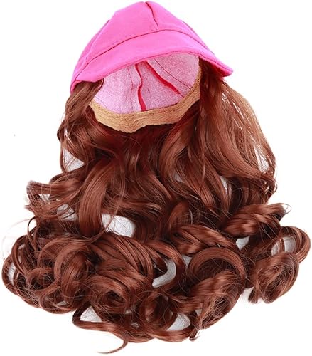 Miniatura 2 de Resistente chica: gorra de béisbol rosa con pelo rizado caoba, sudadera corta rosa de 2 piezas, 1 par de zapatillas para muñecas de 14 pulgadas en