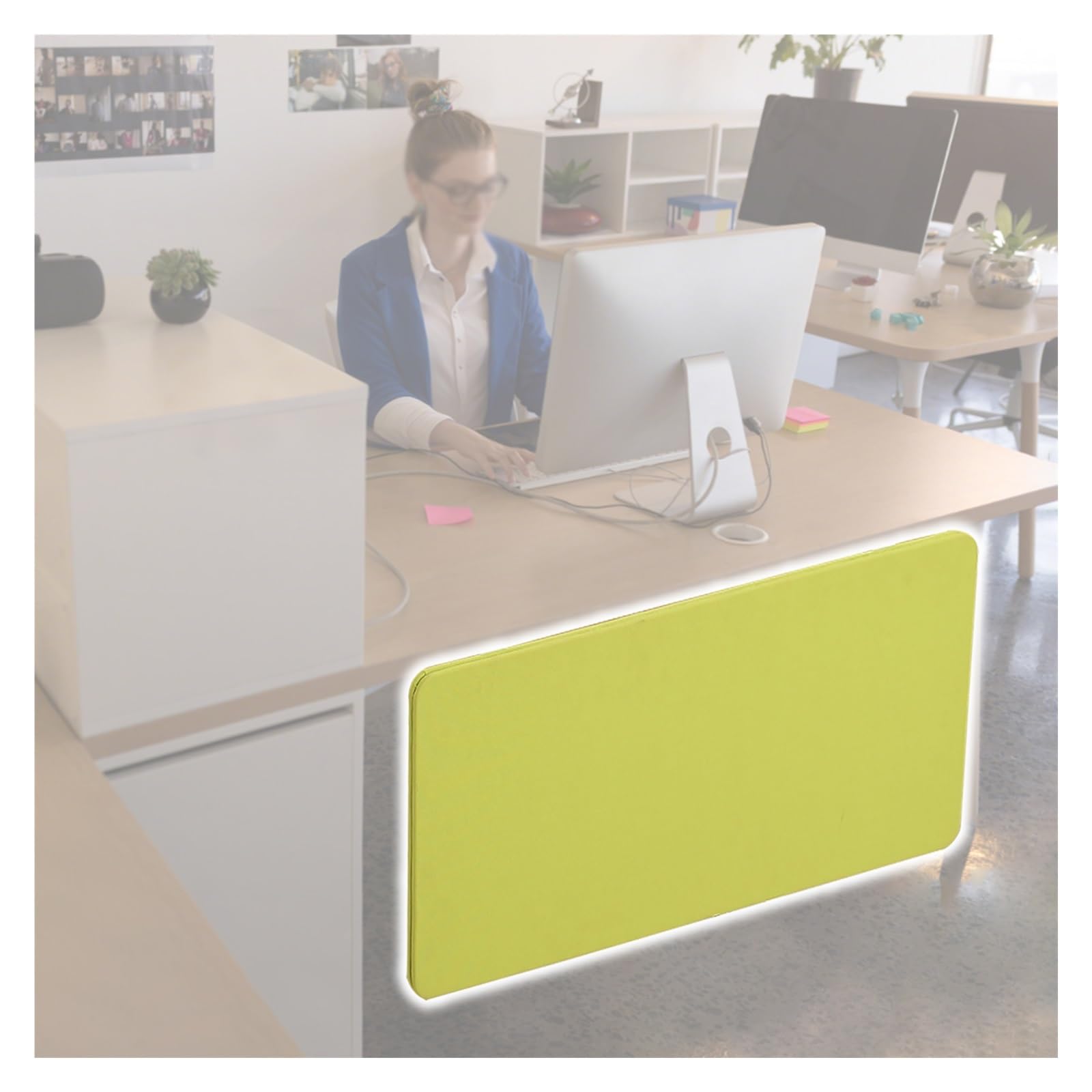 Cloison insonorisée pour bureau assis-debout panneau vert 45 x 135 cm