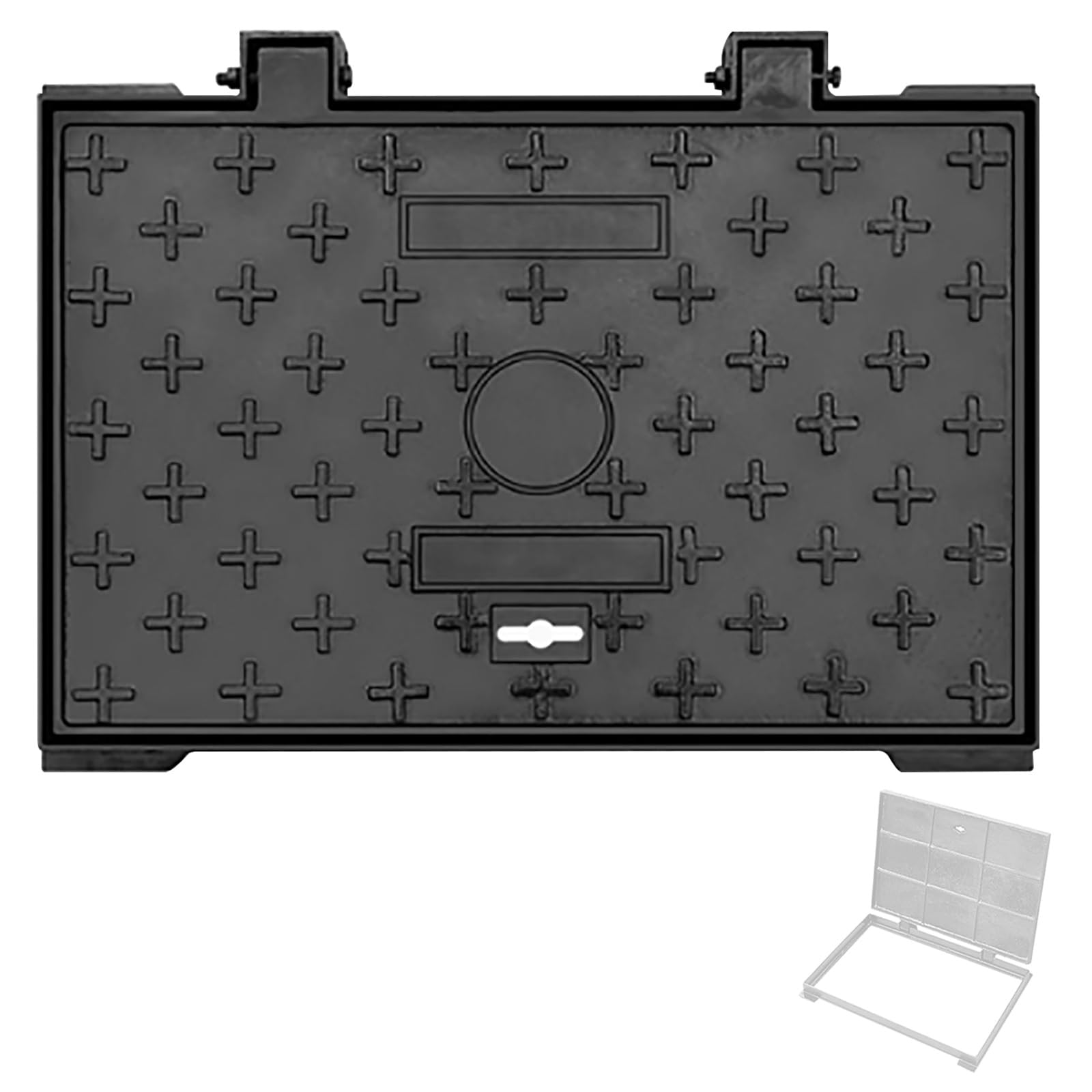 GJMSSMY Cast Iron Manhole Cover & Frame, Class B Black Septic Lid, 40-80cm for Patio & Garden, 10 Ton Load Capacity (80x80cm/32x32in) - & Heavy Duty
