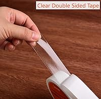Vista 3 de Cinta adhesiva transparente extraíble de doble cara, sin residuos, perfecta para envoltura de regalo, carpintería, 1 pulgada x 20 yardas (2 rollos)