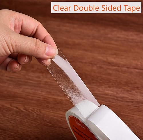 Miniatura 3 de Cinta adhesiva transparente extraíble de doble cara, sin residuos, perfecta para envoltura de regalo, carpintería, 1 pulgada x 20 yardas (2 rollos)