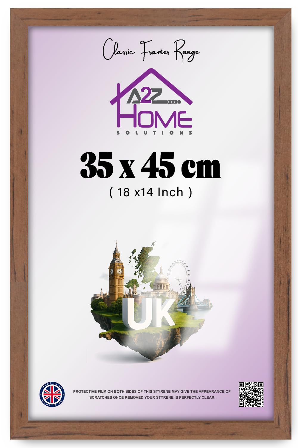 A2Z Home Solutions® Large Wall Picture Frame Stunning Look Quality Backing Landscape & Portrait Display Photo Frame For Wall Poster Canvas Painting Certificate Art Gallery (45x35 cm, Walnut) — image 1