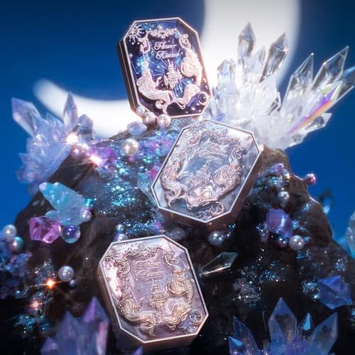 1 Pc Huazhixiao Moonlight Mermaid Series Jewelry Blush, Cheek Color Blush Palette, Lightweight Matte Gradient Color Facial Blusher, Apricot Orange Peach Pink Purple Milky Blue Brown Color Pressed Powder Blush (01#) #TOP3