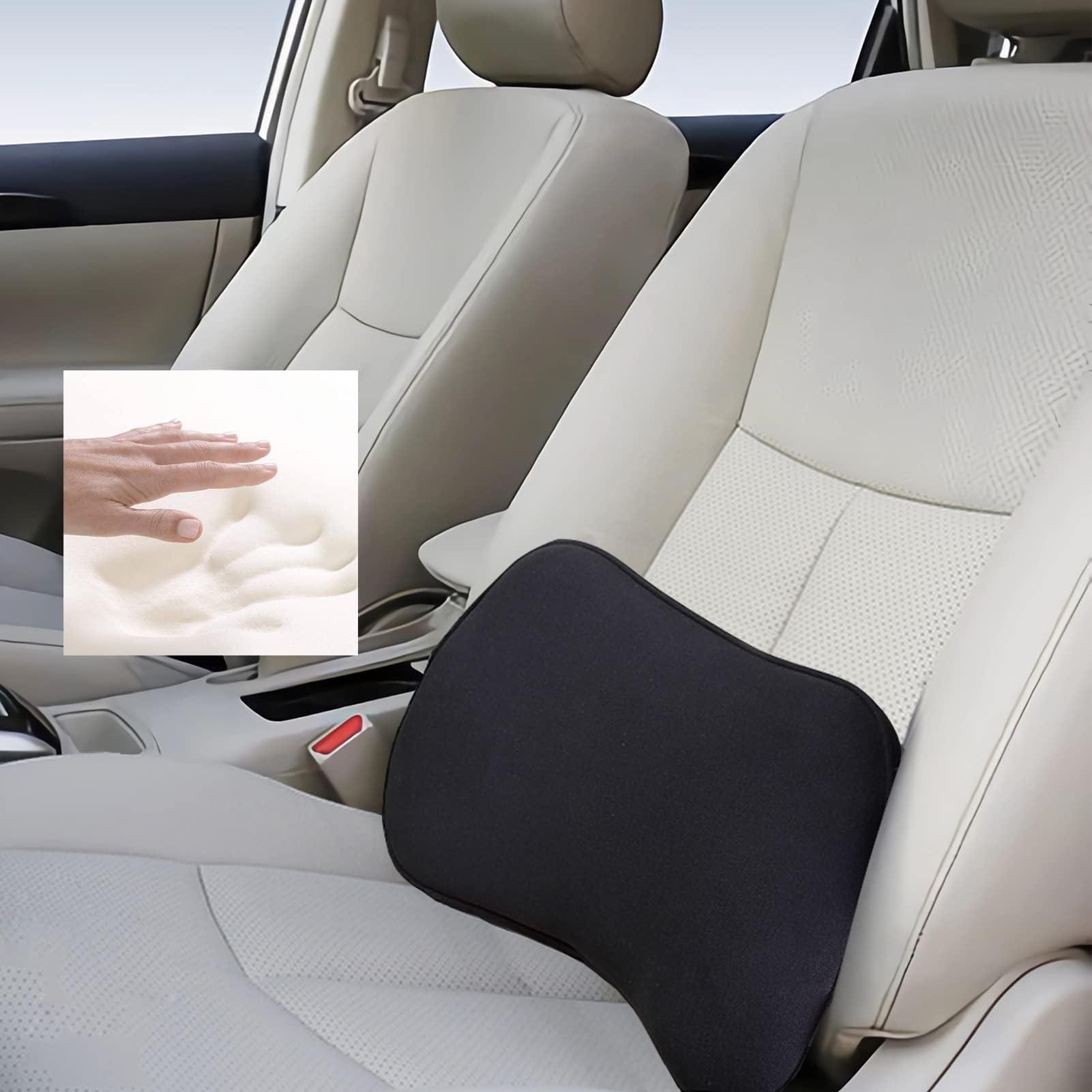 Big Hippo Lumbar Support Pillow for Car Memory Foam Back Support Cushions Car Seat Soft Black Back Cushion Perfect for Car,Home, Office