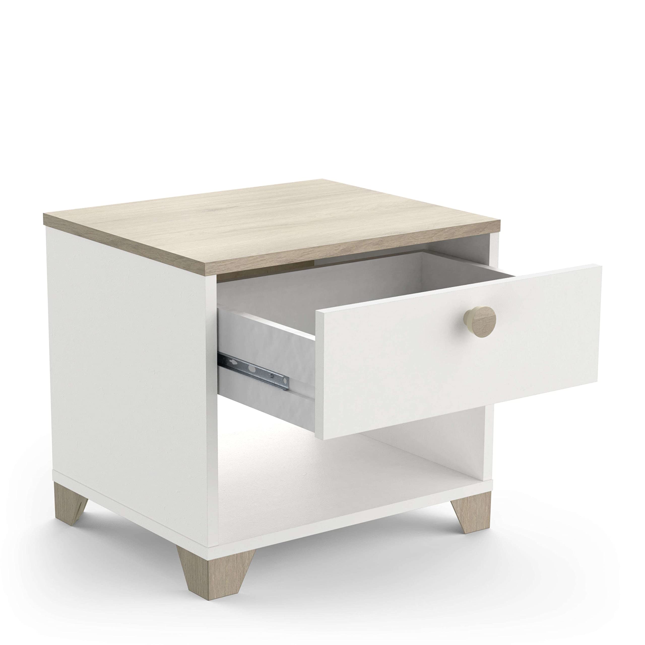 Miroytengo Dormitorio Principal Completo Izzy Color Blanco Mate y Roble Kronberg (Cama+cómoda+mesitas)