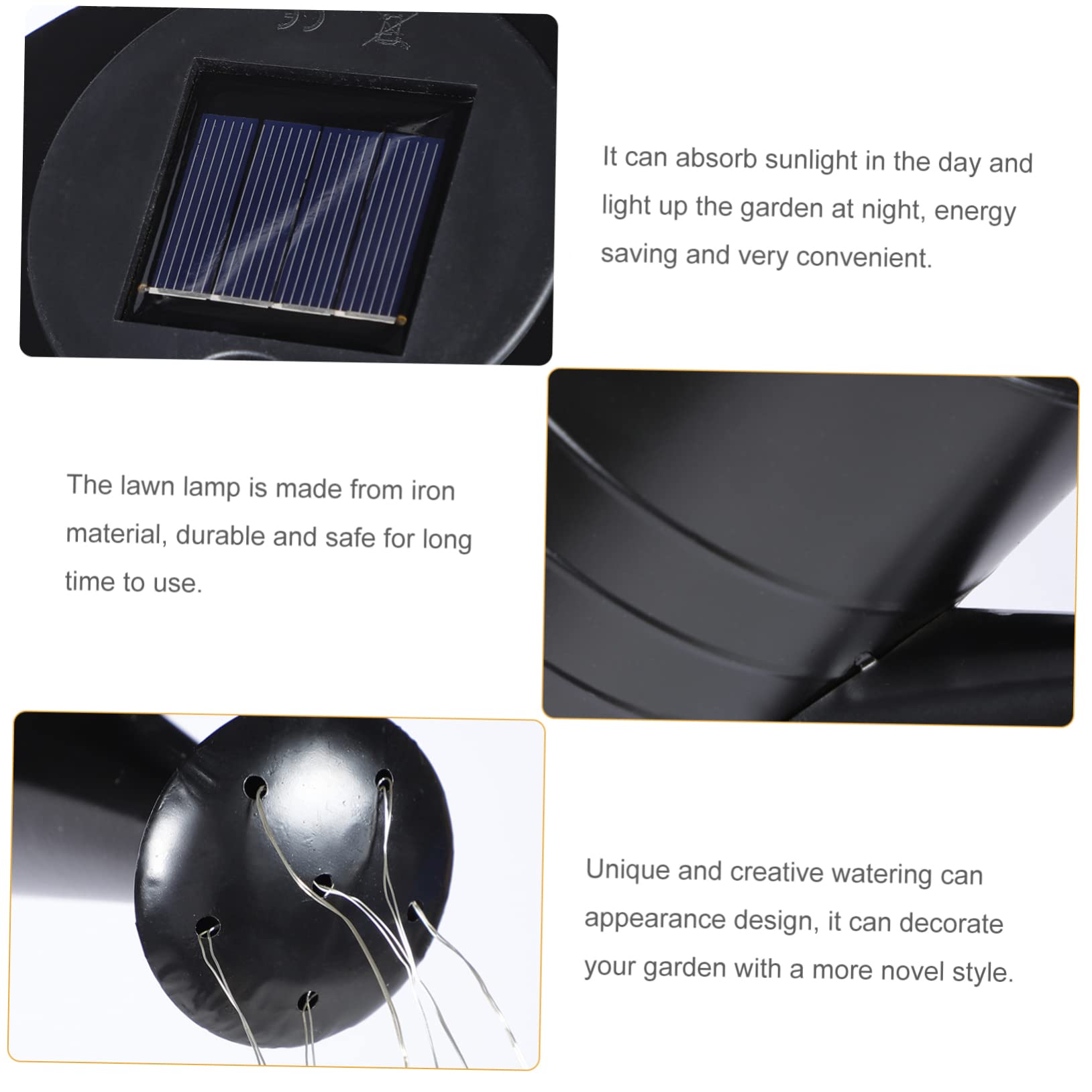 Solar Gießkannenlampe aus Eisen in Schwarz für Garten, Terrasse