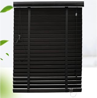 Persianas venecianas de madera maciza natural, impermeables, para exteriores, color negro, 50 x 100 cm, elegante aislamiento térmico, perfecto para ventanas