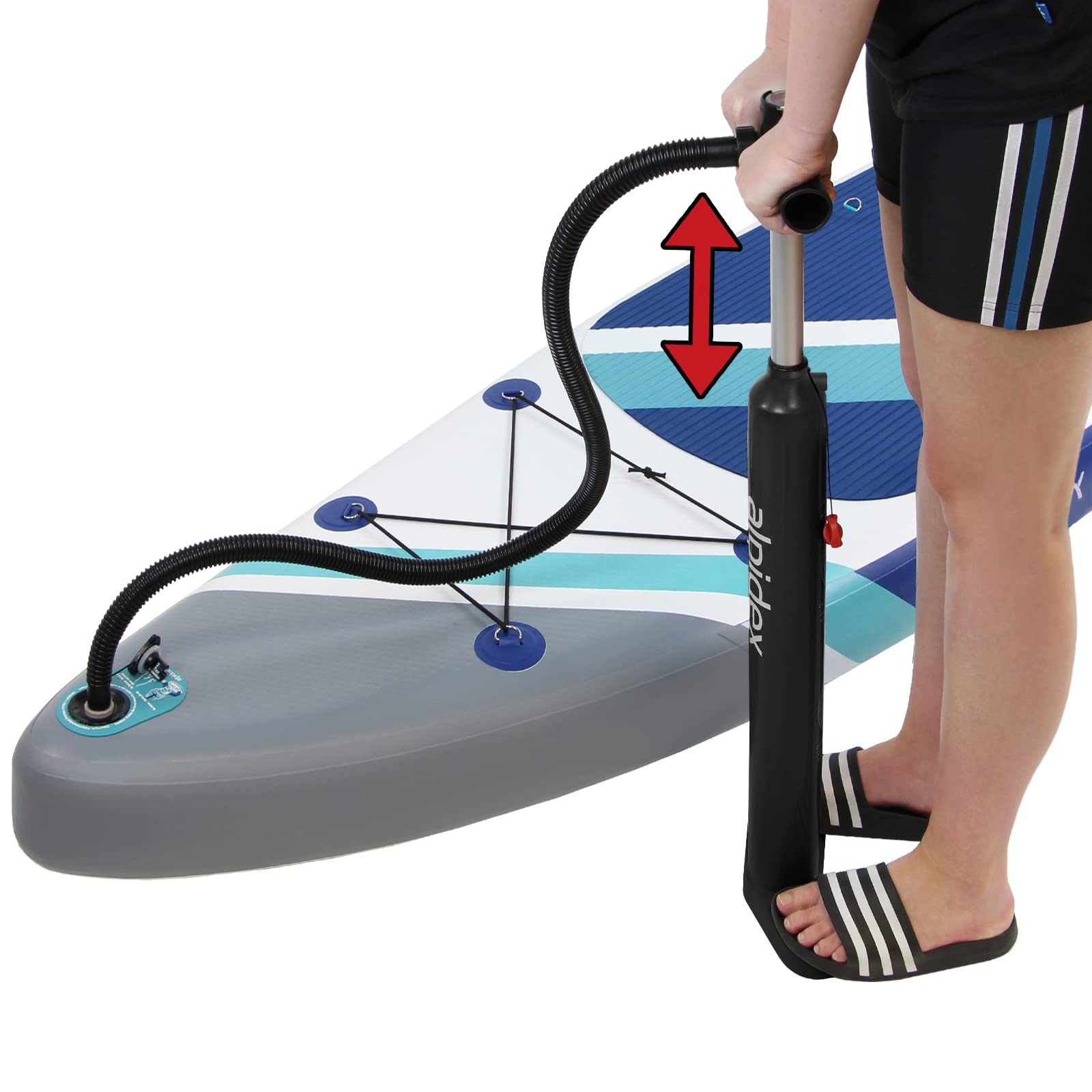 ALPIDEX Pompa A Mano Tavola SUP Pompa Ad Aria Doppia Corsa Manometro Stand Up Paddle Double Action Pump Alta Pressione Multifunzioni Gonfia/Sgonfia