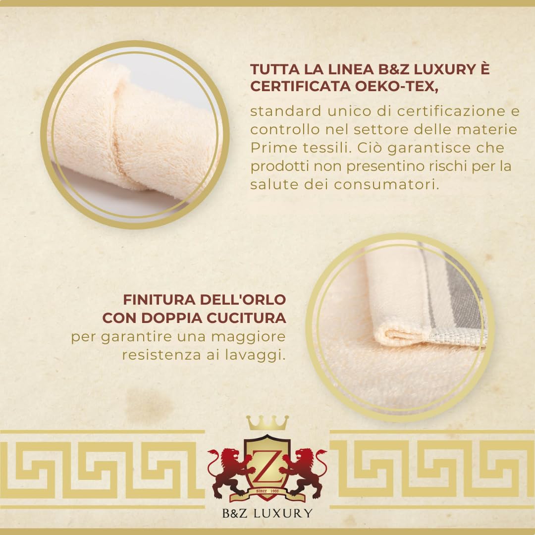 B&Z Luxury Set Asciugamani da bagno Panna 500gr pregiato BAMBOO e Cotone, 2 teli doccia 4 asciugamani viso 2 panni bidet, SUPER assorbenti SOFFICI - telo mani ospiti palestra certificati oekotex