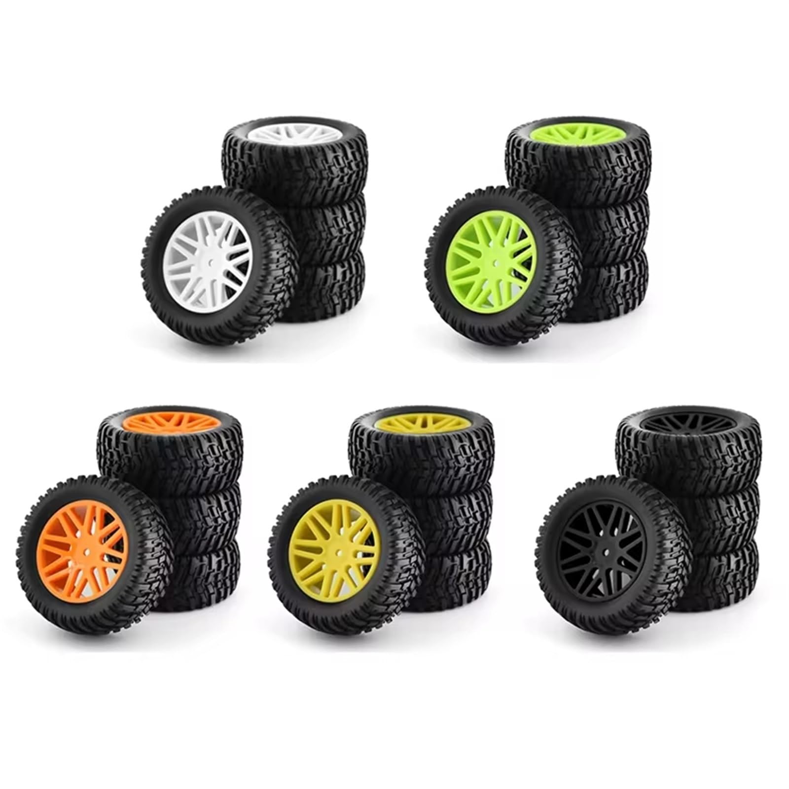 Rc Tire Jante pour HSP 15502 94107 94170 94155 94177 pour Voiture pour HPI RC 4 Pièces 96Mm 1/10 Pneus De Camion De Course Courte Roue De Pneu 12Mm Hex(Green)