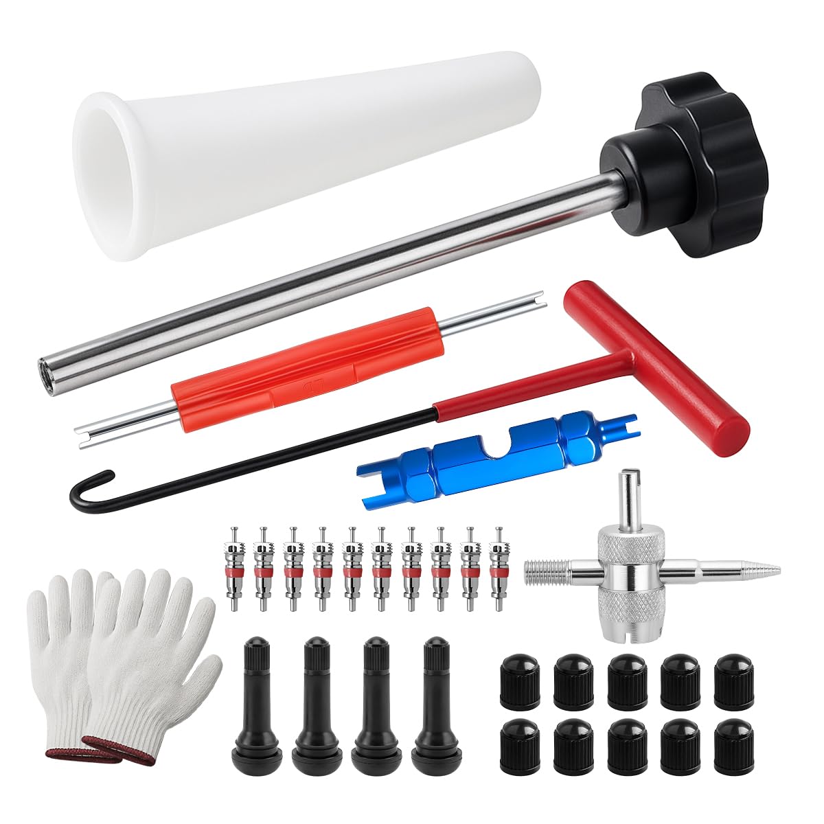3PCS Tire Valve Stem Tool Kit Replacement Installation Set Red