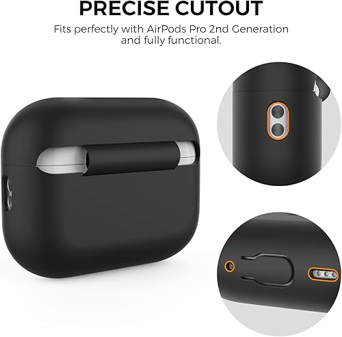 Miniatura 4 de AHASTYLE Funda protectora de silicona para AirPods Pro 2 LED frontal visible Compatible con AirPods Pro de segunda generación (negro)