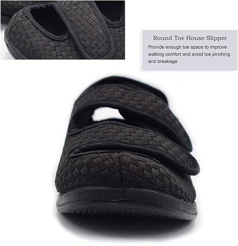 Miniatura 5 de Mei MACLEOD - Zapatillas de verano para hombre con espuma viscoelástica con cierre ajustable ortopédicas de ancho ancho ancho para caminar para pies