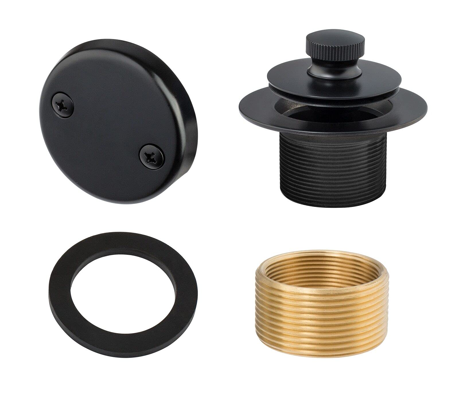 Artiwell Lift & Turn Tub Trim Set with Two-Hole Overflow Faceplate, All Brass Bathtub Conversion Kit Assembly with 2-Hole Overflow Face Plate and