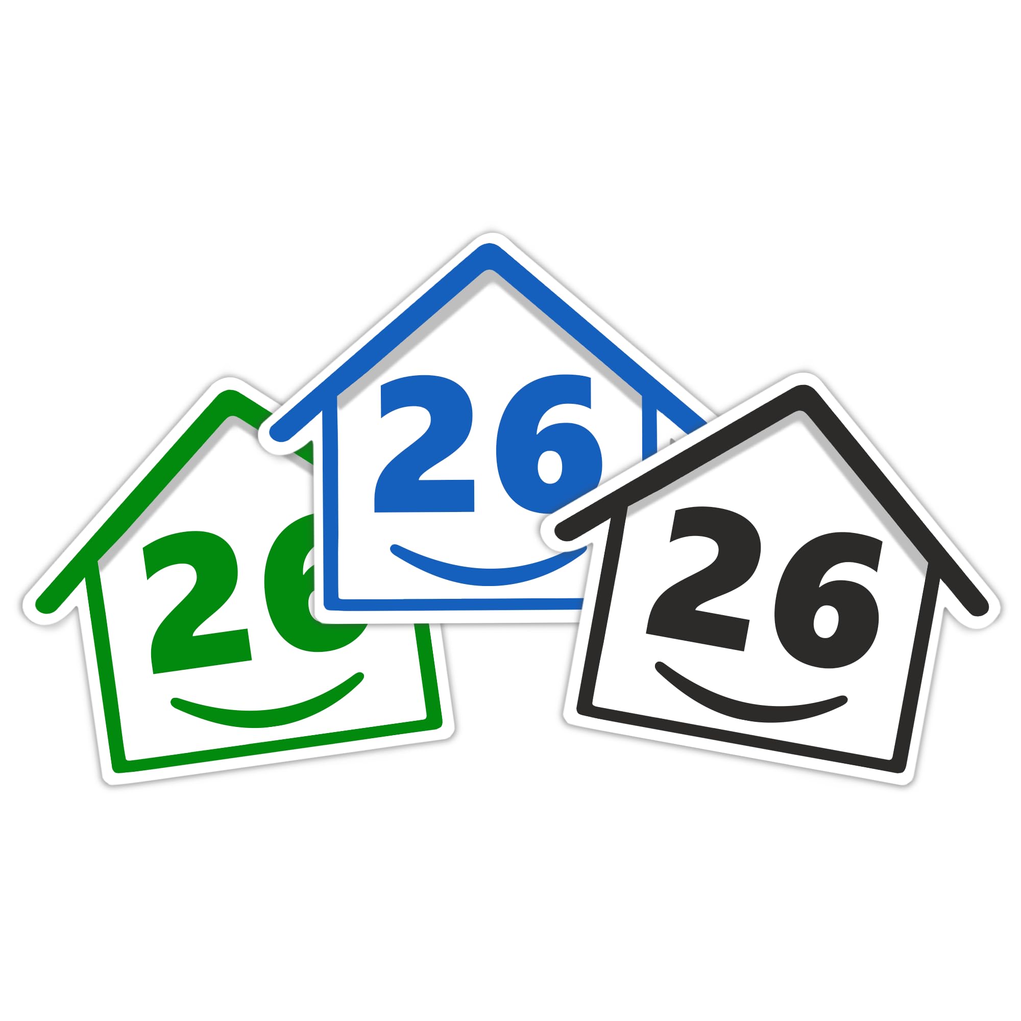 3 x Bin Numbers for Wheelie Bins, 1-99, 15cm ‘Happy House’ Colour Design Dustbin Stickers, Easy Application Stick On Number Stickers - Weatherproof Self Adhesive Vinyl – Blue, Black and Green (14) — view 67