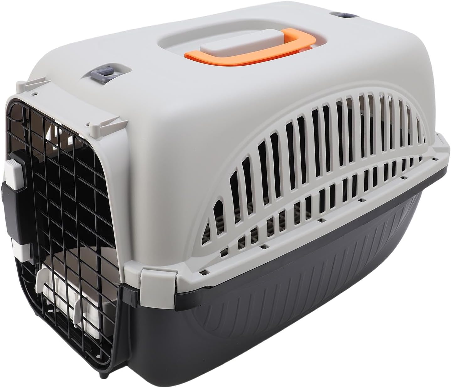 Plastic Pet Carrier, Ventilated Spacious Travel Dog Carrier, Pet Transport Box with Lightweight Design and Removable Base for Dogs and Cats Car Rides and Airplane Travel (Black)
