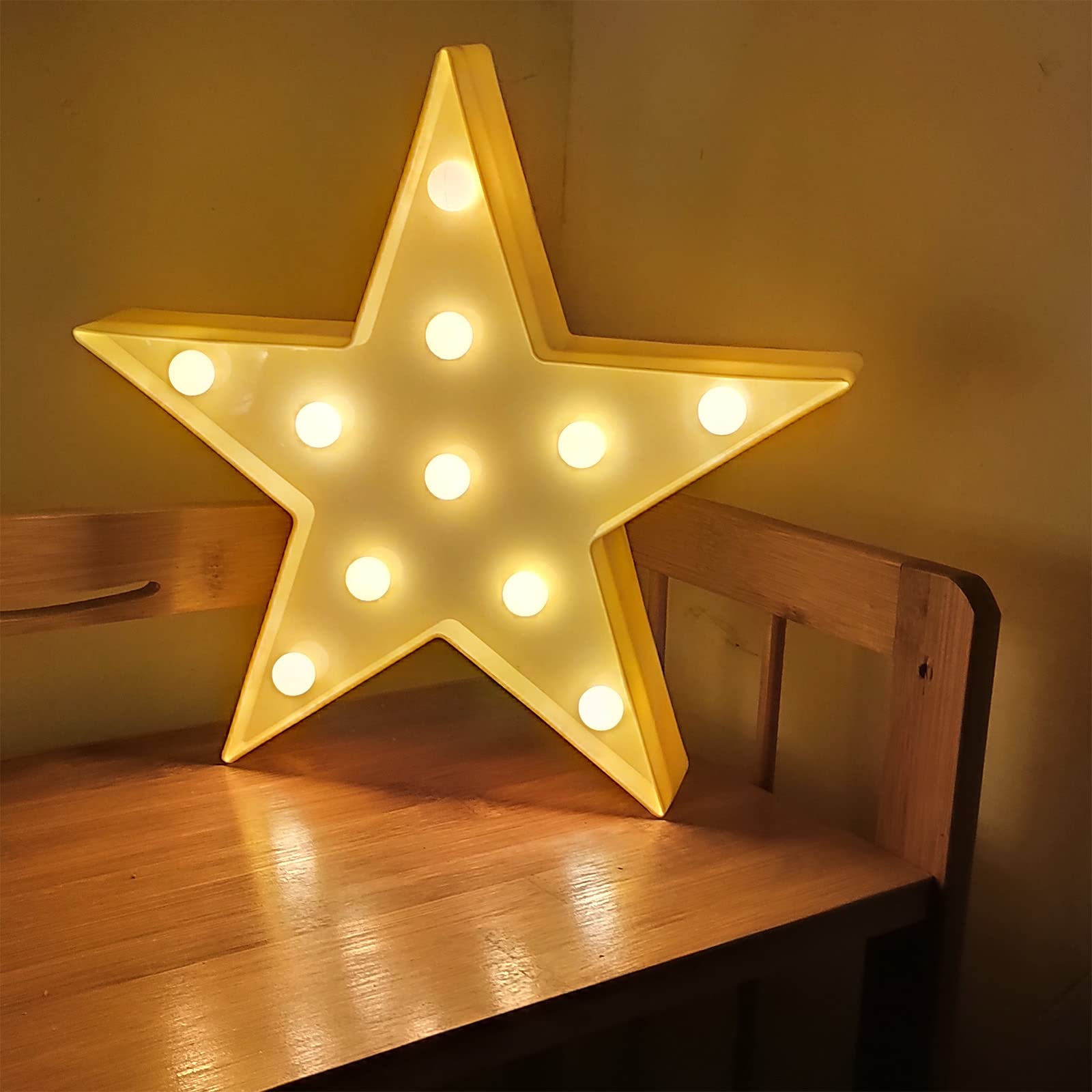 Star Sign Night Lights, Battery Operated Led Night Light Desk Table Lamp for Kids, Baby, Child, Girl Gift, Nursery Room, Baby Shower Party Decor Nightlight Warm Yellow