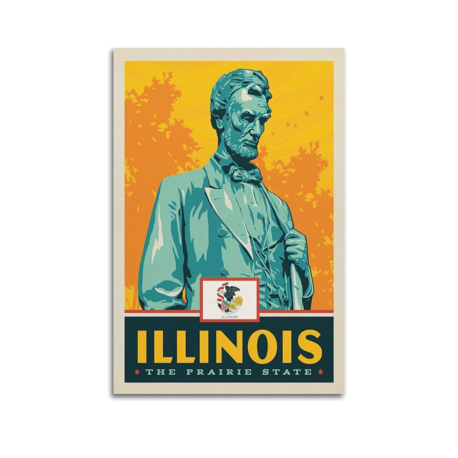 DLJGDS Vintage Travel Posters Illinois State Pride Decorative Painting Canvas Wall Posters And Modern Family Bedroom Decor 24x36inch(60x90cm)