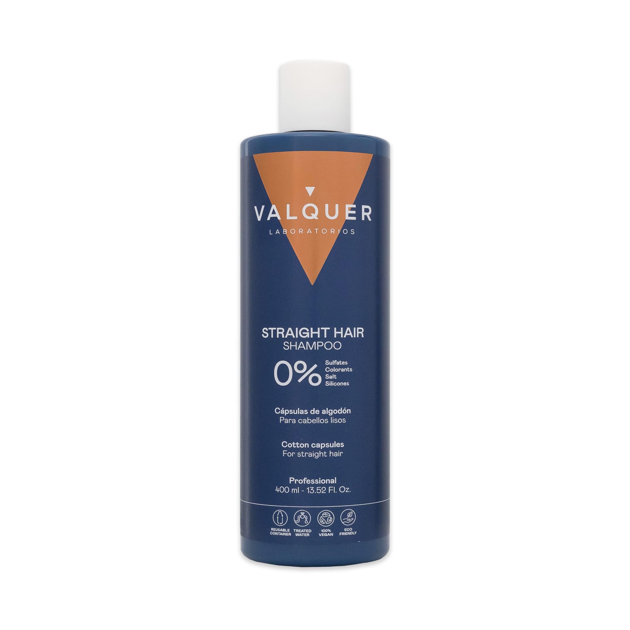 VALQUER Champú Cabello Liso Fórmula Zero | Control del Frizz, Hidratación y Brillo Natural | Suavidad con Cápsulas de Algodón, Fucogel y Vitaminas | Vegano | 400 ml
