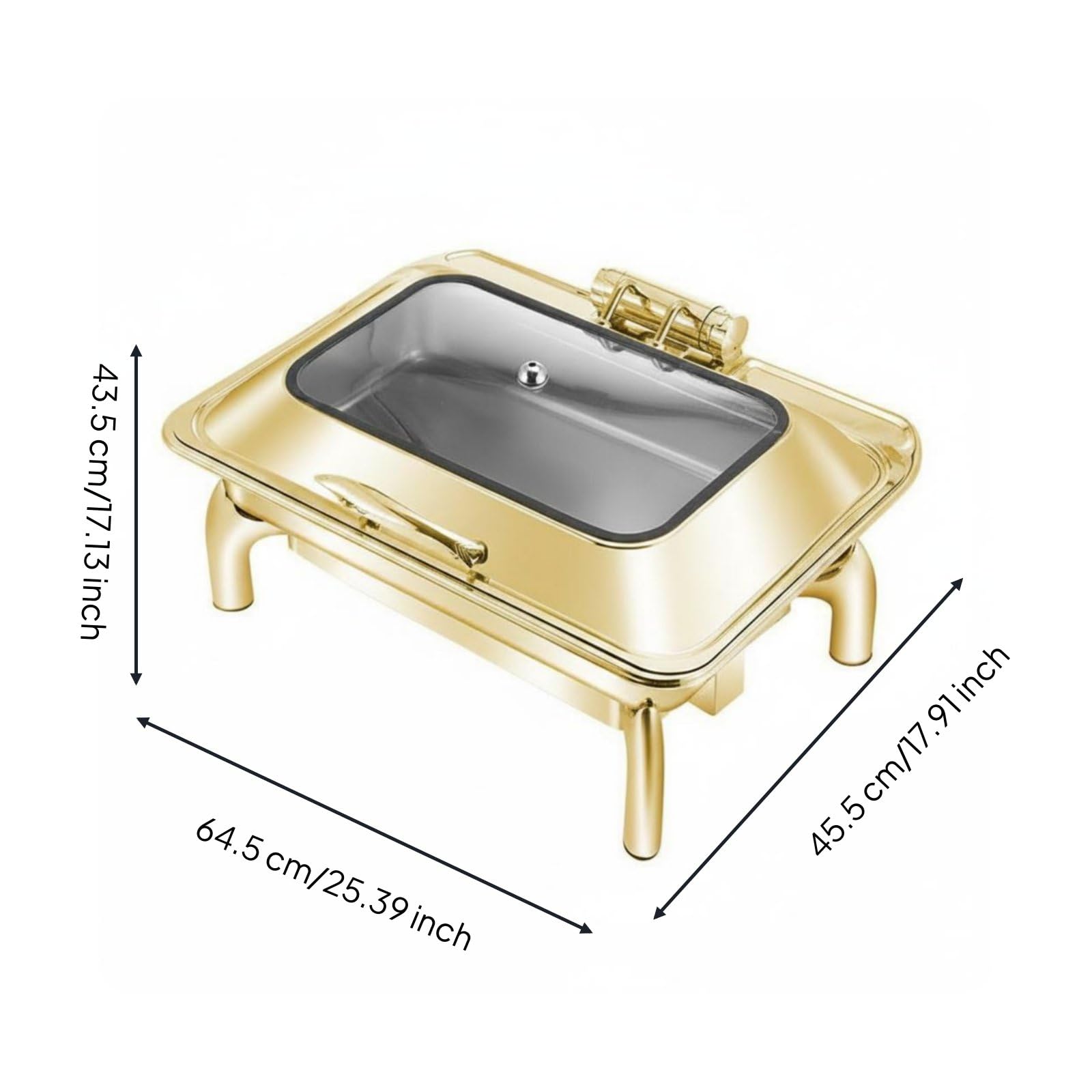 Calentador de Buffet Chafing Dish Buffet Calienta Platos Acero Inoxidable Exterior Dorado Mantiene Preparaciones Calientes Fácil de Montar Adecuado, Cuadrado De 6L con Soporte